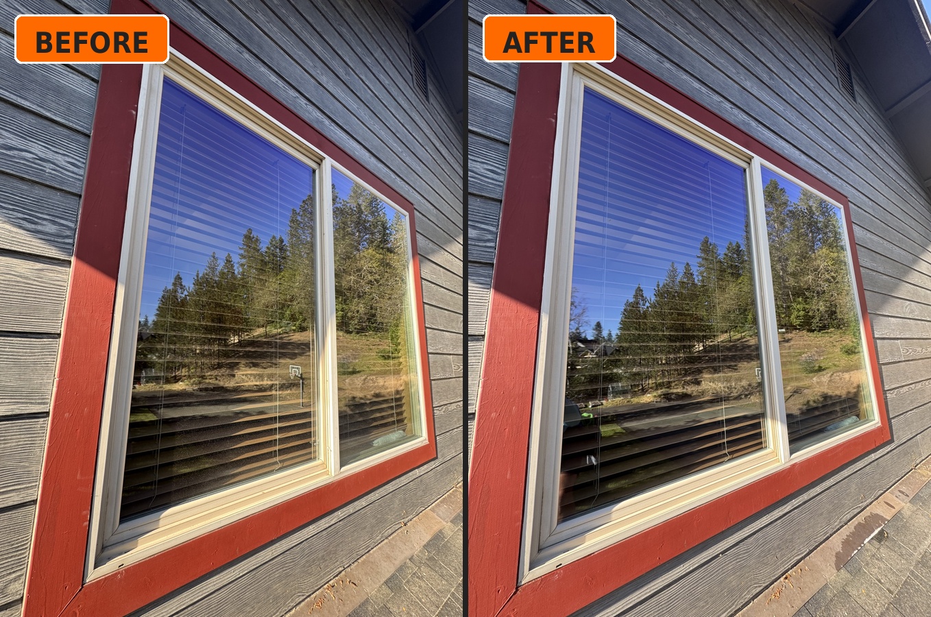 Residential window detail cleaning before and after
